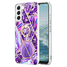 Handyhülle Silikon Hülle Gummi Schutzhülle Flexible Modisch Muster Y13B für Samsung Galaxy S21 Plus 5G Violett