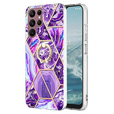 Handyhülle Silikon Hülle Gummi Schutzhülle Flexible Modisch Muster Y13B für Samsung Galaxy S21 Ultra 5G Violett
