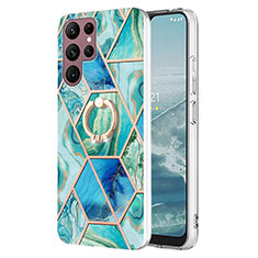 Handyhülle Silikon Hülle Gummi Schutzhülle Flexible Modisch Muster Y13B für Samsung Galaxy S23 Ultra 5G Blau