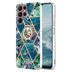 Handyhülle Silikon Hülle Gummi Schutzhülle Flexible Modisch Muster Y13B für Samsung Galaxy S23 Ultra 5G Königs Blau