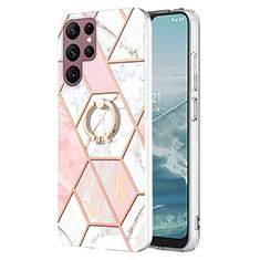 Handyhülle Silikon Hülle Gummi Schutzhülle Flexible Modisch Muster Y13B für Samsung Galaxy S23 Ultra 5G Rosa