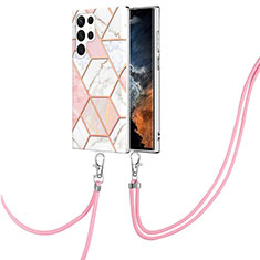 Handyhülle Silikon Hülle Gummi Schutzhülle Flexible Modisch Muster Y18B für Samsung Galaxy S21 Ultra 5G Rosa
