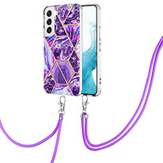 Handyhülle Silikon Hülle Gummi Schutzhülle Flexible Modisch Muster Y18B für Samsung Galaxy S22 5G Violett