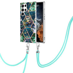 Handyhülle Silikon Hülle Gummi Schutzhülle Flexible Modisch Muster Y18B für Samsung Galaxy S23 Ultra 5G Grün