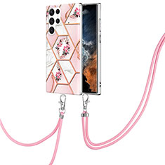 Handyhülle Silikon Hülle Gummi Schutzhülle Flexible Modisch Muster Y19B für Samsung Galaxy S23 Ultra 5G Rosa