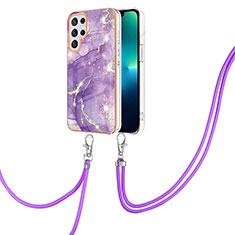 Handyhülle Silikon Hülle Gummi Schutzhülle Flexible Modisch Muster Y21B für Samsung Galaxy S22 Ultra 5G Violett
