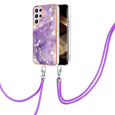 Handyhülle Silikon Hülle Gummi Schutzhülle Flexible Modisch Muster Y21B für Samsung Galaxy S24 Ultra 5G Violett