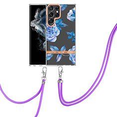 Handyhülle Silikon Hülle Gummi Schutzhülle Flexible Modisch Muster Y22B für Samsung Galaxy S23 Ultra 5G Blau