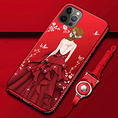 Handyhülle Silikon Hülle Gummi Schutzhülle Flexible Motiv Kleid Mädchen für Apple iPhone 12 Pro Rot