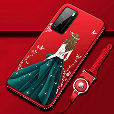 Handyhülle Silikon Hülle Gummi Schutzhülle Flexible Motiv Kleid Mädchen für Huawei Honor Play4 5G Plusfarbig