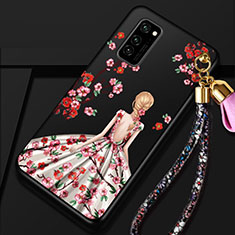 Handyhülle Silikon Hülle Gummi Schutzhülle Flexible Motiv Kleid Mädchen für Huawei Honor View 30 5G Braun