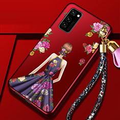 Handyhülle Silikon Hülle Gummi Schutzhülle Flexible Motiv Kleid Mädchen für Huawei Honor View 30 5G Violett