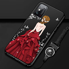 Handyhülle Silikon Hülle Gummi Schutzhülle Flexible Motiv Kleid Mädchen für Huawei Honor X10 Max 5G Rot und Schwarz