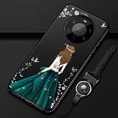 Handyhülle Silikon Hülle Gummi Schutzhülle Flexible Motiv Kleid Mädchen für Huawei Mate 40 Pro+ Plus Schwarz