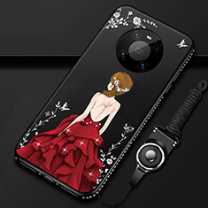 Handyhülle Silikon Hülle Gummi Schutzhülle Flexible Motiv Kleid Mädchen für Huawei Mate 40 Pro Rot und Schwarz