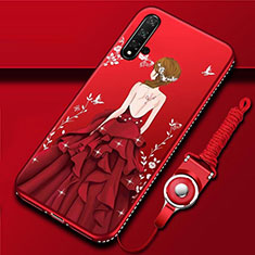 Handyhülle Silikon Hülle Gummi Schutzhülle Flexible Motiv Kleid Mädchen für Huawei Nova 5 Pro Rot