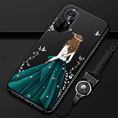 Handyhülle Silikon Hülle Gummi Schutzhülle Flexible Motiv Kleid Mädchen für Huawei Nova 8 Pro 5G Schwarz