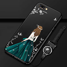 Handyhülle Silikon Hülle Gummi Schutzhülle Flexible Motiv Kleid Mädchen für Oppo A12e Schwarz