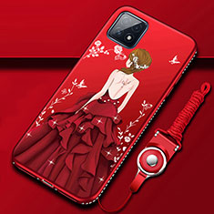 Handyhülle Silikon Hülle Gummi Schutzhülle Flexible Motiv Kleid Mädchen für Oppo A73 5G Rot