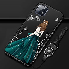 Handyhülle Silikon Hülle Gummi Schutzhülle Flexible Motiv Kleid Mädchen für Oppo A73 5G Schwarz