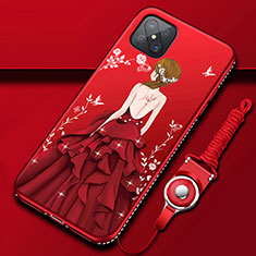 Handyhülle Silikon Hülle Gummi Schutzhülle Flexible Motiv Kleid Mädchen für Oppo Reno4 Z 5G Rot