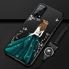 Handyhülle Silikon Hülle Gummi Schutzhülle Flexible Motiv Kleid Mädchen für Oppo Reno5 5G Schwarz