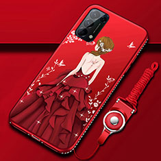 Handyhülle Silikon Hülle Gummi Schutzhülle Flexible Motiv Kleid Mädchen für Oppo Reno5 Pro 5G Rot