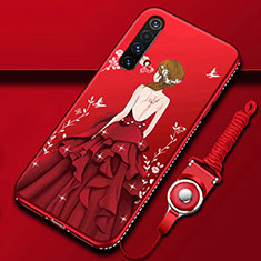 Handyhülle Silikon Hülle Gummi Schutzhülle Flexible Motiv Kleid Mädchen für Realme X50m 5G Rot
