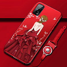 Handyhülle Silikon Hülle Gummi Schutzhülle Flexible Motiv Kleid Mädchen für Realme X7 Pro 5G Rot