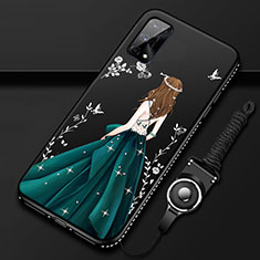 Handyhülle Silikon Hülle Gummi Schutzhülle Flexible Motiv Kleid Mädchen für Realme X7 Pro 5G Schwarz