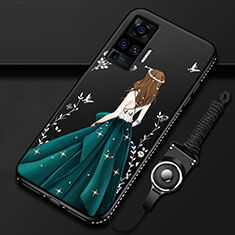 Handyhülle Silikon Hülle Gummi Schutzhülle Flexible Motiv Kleid Mädchen für Vivo X50 Pro 5G Grün