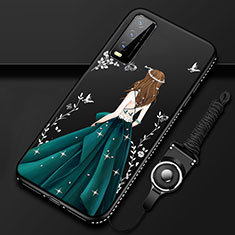 Handyhülle Silikon Hülle Gummi Schutzhülle Flexible Motiv Kleid Mädchen für Vivo Y11s Grün