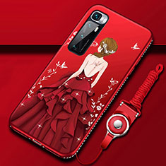 Handyhülle Silikon Hülle Gummi Schutzhülle Flexible Motiv Kleid Mädchen für Xiaomi Mi 10 Ultra Rot