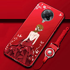 Handyhülle Silikon Hülle Gummi Schutzhülle Flexible Motiv Kleid Mädchen für Xiaomi Redmi K30 Pro 5G Rot