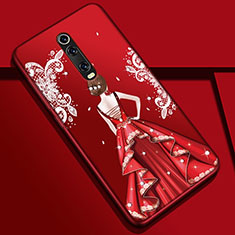 Handyhülle Silikon Hülle Gummi Schutzhülle Flexible Motiv Kleid Mädchen K01 für Xiaomi Mi 9T Pro Rot