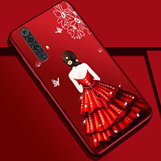 Handyhülle Silikon Hülle Gummi Schutzhülle Flexible Motiv Kleid Mädchen S01 für Realme X3 SuperZoom Rot