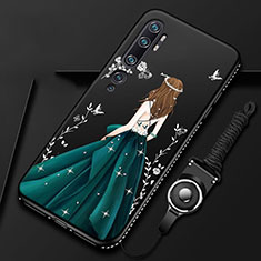 Handyhülle Silikon Hülle Gummi Schutzhülle Flexible Motiv Kleid Mädchen S01 für Xiaomi Mi Note 10 Pro Grün