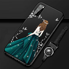 Handyhülle Silikon Hülle Gummi Schutzhülle Flexible Motiv Kleid Mädchen S03 für Huawei Honor V30 5G Grün