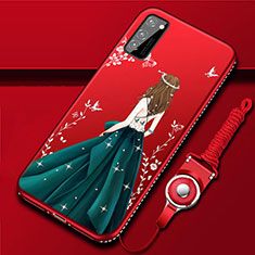Handyhülle Silikon Hülle Gummi Schutzhülle Flexible Motiv Kleid Mädchen S03 für Huawei Honor V30 5G Plusfarbig