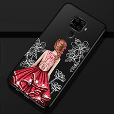Handyhülle Silikon Hülle Gummi Schutzhülle Motiv Kleid Mädchen für Huawei Mate 30 Lite Rot und Schwarz