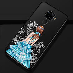 Handyhülle Silikon Hülle Gummi Schutzhülle Motiv Kleid Mädchen für Huawei Nova 5z Blau und Schwarz