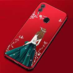Handyhülle Silikon Hülle Gummi Schutzhülle Motiv Kleid Mädchen für Huawei P Smart (2019) Fuchsie