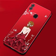 Handyhülle Silikon Hülle Gummi Schutzhülle Motiv Kleid Mädchen für Huawei P Smart (2019) Rot