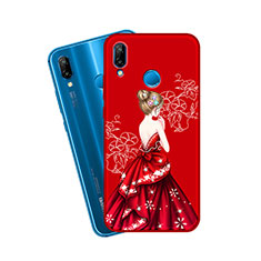 Handyhülle Silikon Hülle Gummi Schutzhülle Motiv Kleid Mädchen für Huawei P20 Lite Rot