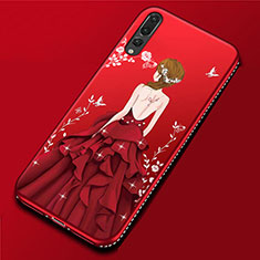 Handyhülle Silikon Hülle Gummi Schutzhülle Motiv Kleid Mädchen für Huawei P20 Pro Rot
