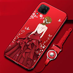 Handyhülle Silikon Hülle Gummi Schutzhülle Motiv Kleid Mädchen für Huawei P40 Lite Rot