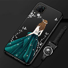Handyhülle Silikon Hülle Gummi Schutzhülle Motiv Kleid Mädchen für Huawei P40 Lite Schwarz