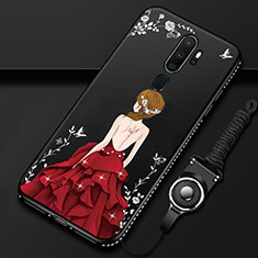 Handyhülle Silikon Hülle Gummi Schutzhülle Motiv Kleid Mädchen für Oppo A11 Rot und Schwarz