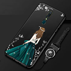 Handyhülle Silikon Hülle Gummi Schutzhülle Motiv Kleid Mädchen für Oppo A9X Schwarz