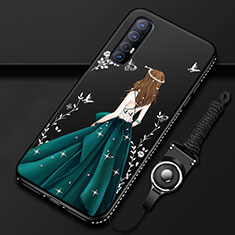Handyhülle Silikon Hülle Gummi Schutzhülle Motiv Kleid Mädchen für Oppo Find X2 Neo Grün